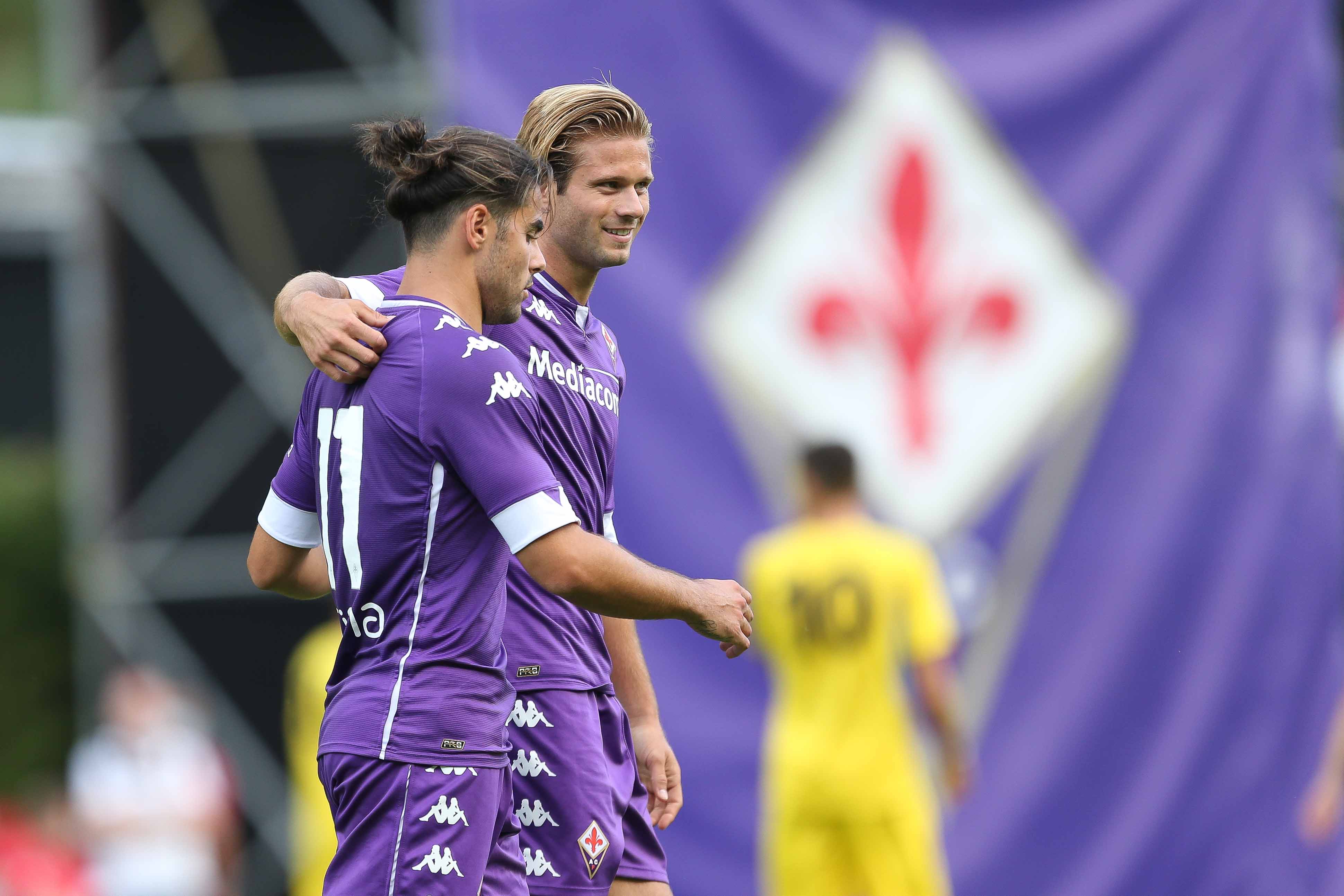 262626 0048 4841154 Moena (TN), ritiro della Fiorentina, partita amichevole, Fiorentina   Us Levico Terme, nella foto l'esultanza per il secondo goal di Sottil 2021 07 29 © Niccolò Cambi/Massimo Sestini